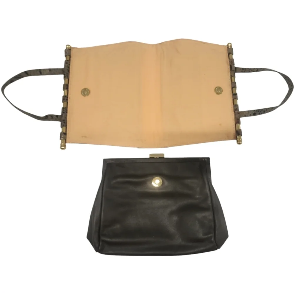 Merrell McGuiness‎ Croc Embossed Leather Reversible Handbag Clutch Rare